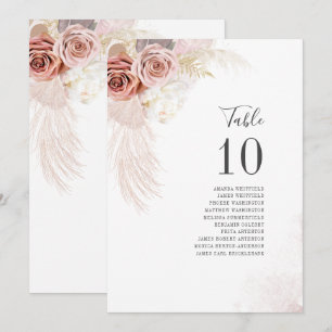 Pampas Grass Wedding Table Seating Number 10 Invitation