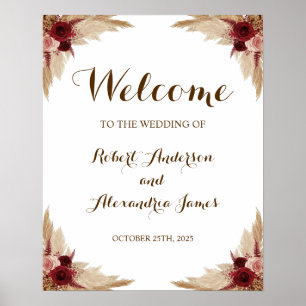 Pampas Grass Welcome Wedding Sign