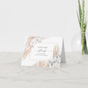 Pampas Grass White Floral Wedding Thank You Card