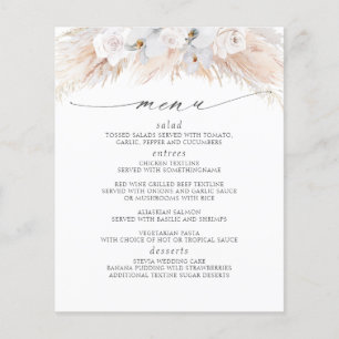 Pampas Grass White Florals Tropical Menu