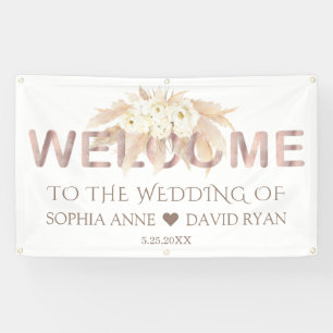 Pampas Grass White Flowers Wedding Welcome Sign