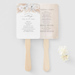 Pampas Grass White Orchids Exotic Wedding Program Hand Fan