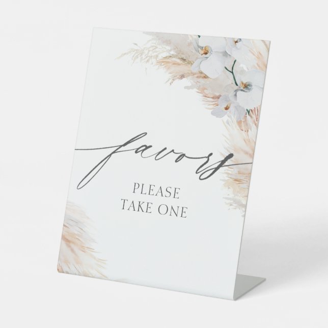 Pampas Grass White Orchids Favours Sign (Front)
