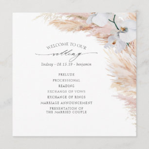 Pampas Grass White Orchids Tropical Wedding Programme