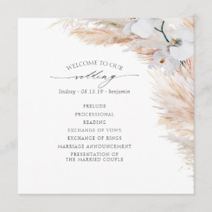 Pampas Grass White Orchids Tropical Wedding Programme