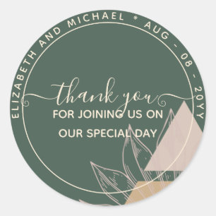 Pampas Green Terracotta Thank You Favour Classic R Classic Round Sticker
