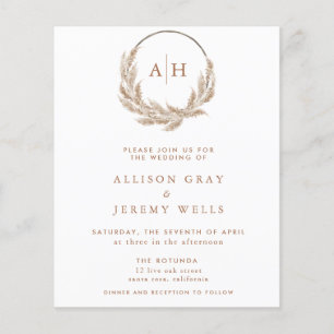 Pampas Monogram Wedding Invitation 