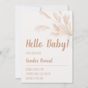 Pampas Neutral Tone Boho Gender Reveal Invitation