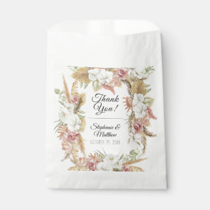 Pampas Palm Foliage White Blush Floral Rustic Boho Favour Bags
