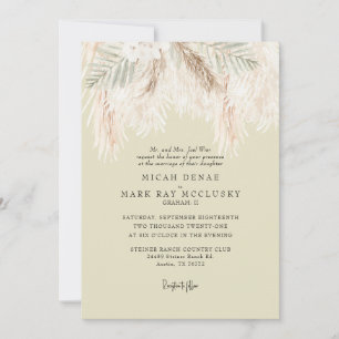 Pampas Soft Yellow Simple Wedding Invitation