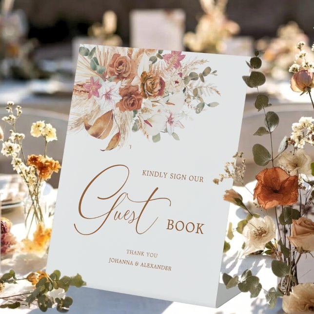 Pampas Terracotta Boho Floral Guest Book Sign (Creator Uploaded)