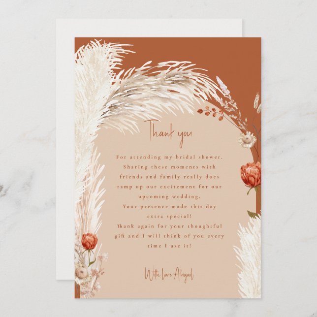 Pampas Terracotta Bridal Shower Thank You (Front/Back)