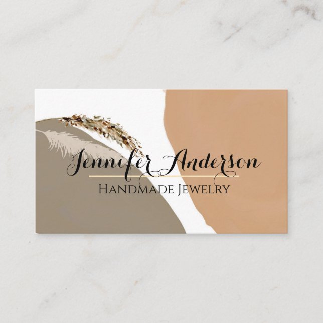 Pampas Terracotta Sand Abstract Handmade Jewellery Business Card (Front)