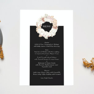 Pampas Wreath Modern White Elegant Monogram Simple Menu