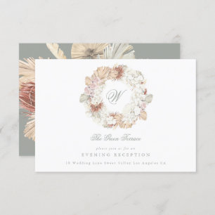 Pampas Wreath Moss Sage Green Monogram Elegant Enclosure Card