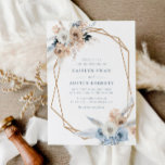 pampass boho dusty blue geometric wedding invitation<br><div class="desc">A  Floral design with a geometric frame and pampass,  dusty blue and dusty rose flowers
You can change the wording,  text size,  colour and font on this template.</div>