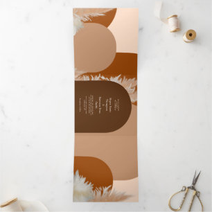 Pampass grass and Arches Wedding Design Dark Tri-F Tri-Fold Invitation