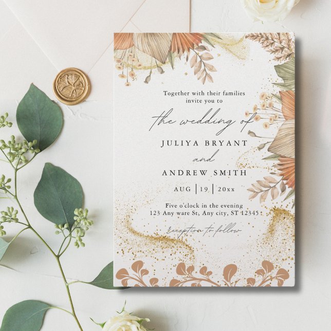 Pampass grass boho theme wedding invitation (Creator Uploaded)