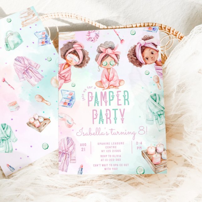 Pamper party African American Spa Birthday party Invitation (Creator Uploaded)