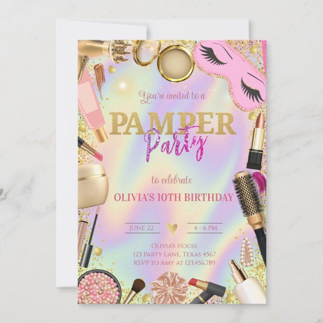  Pamper Party Birthday Invitation (Front)