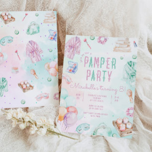 Pamper party Girl Makeup Salon Birthday party Invitation