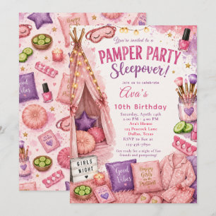 Pamper Party Sleepover Invitation