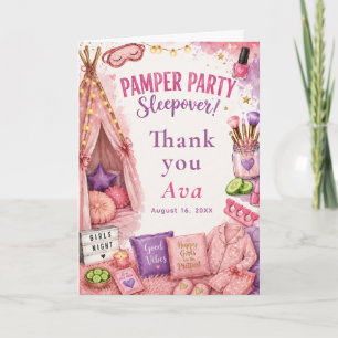 Pamper Party Sleepover Thank You Card