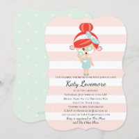 Pamper the Bride Bridal Shower Invitations Redhead