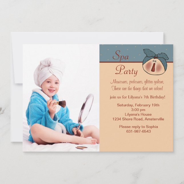 Pampered Beauty Photo Birthday Party Invitation (Front)
