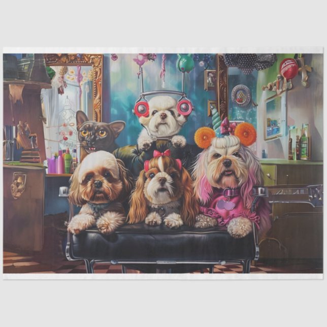 Pampered Paws Day at the Salon Decoupage  Tissue Paper (Front)