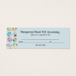 Pampered Paws Pet Grooming Appointment Cards