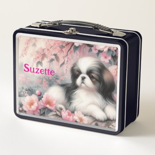 Pampered Pekinese Pooch Metal Lunch Box (Front)