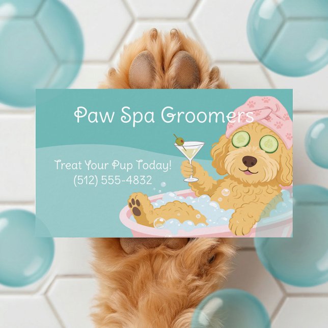 Pampered Pet Dog Spa Groomer Professional Stylist  Business Card (Pampered Pet Dog Spa Groomer Professional Stylist Business Card (Front))