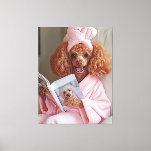 Pampered Poodle Reading Day Canvas Print (Front)