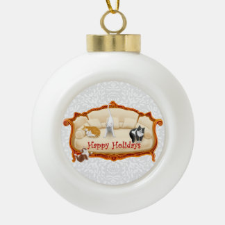 Pampered Victorian Couch Cats Holiday Ornament