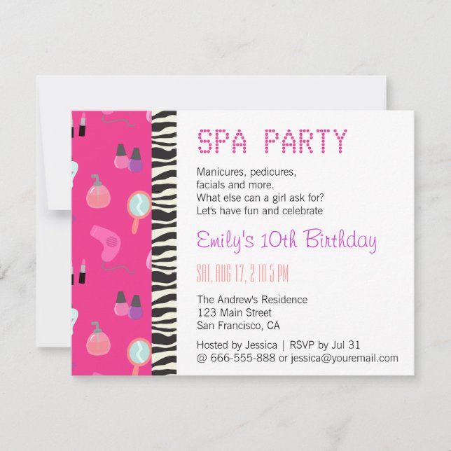 Pampering Spa Party, For Girls Invitation (Front)