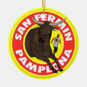 Pamplona - San Fermin  Add Your Pic to Back  Ceramic Tree Decoration