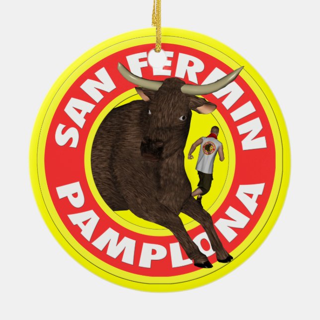 Pamplona - San Fermin Ceramic Tree Decoration (Back)