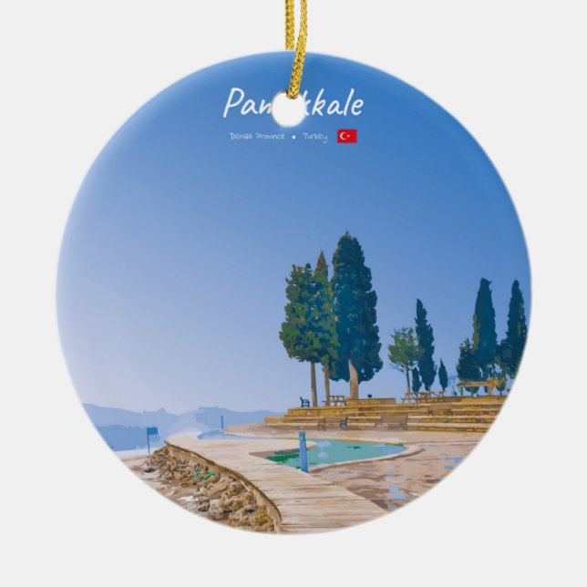 Pamukkale, Turkey -  Thermal Pools Ceramic Tree Decoration (Front)