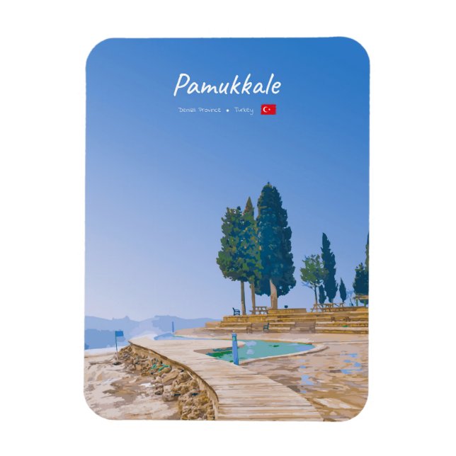 Pamukkale, Turkey -  Thermal Pools Rounded Magnet (Vertical)