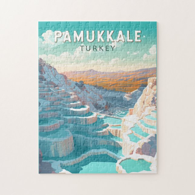 Pamukkale Turkey Travel Art Vintage Jigsaw Puzzle (Vertical)
