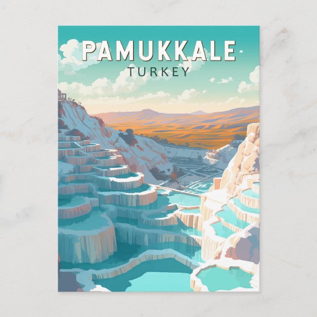 Pamukkale Turkey Travel Art Vintage Postcard (Front)
