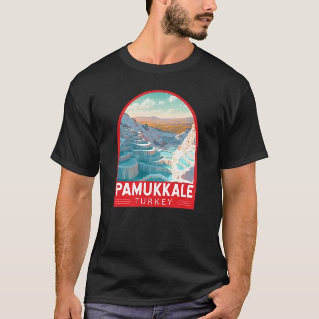 Pamukkale Turkey Travel Art Vintage T-Shirt (Front)