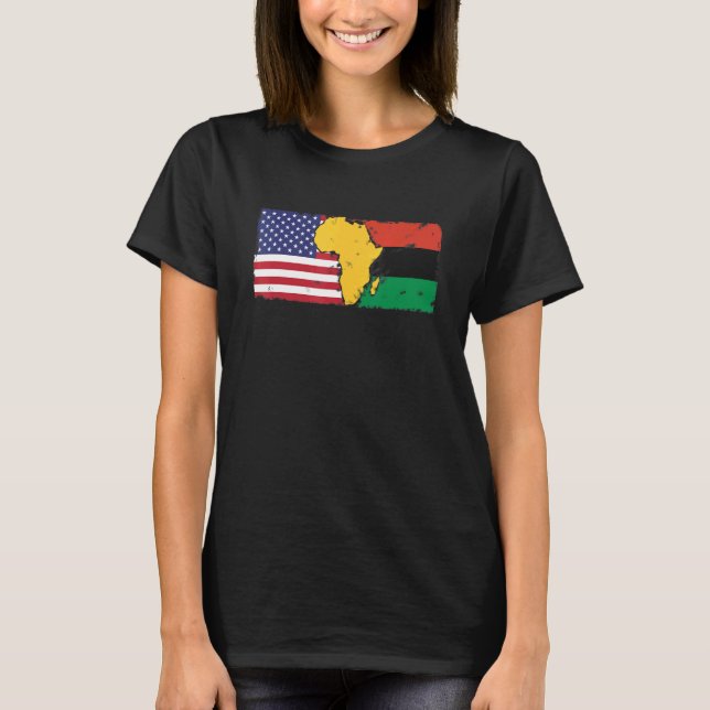 Pan African And American Flag T-Shirt (Front)