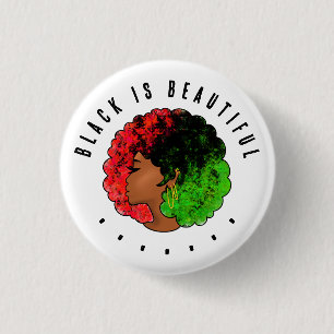Pan African black girl woman red green pride afro 3 Cm Round Badge