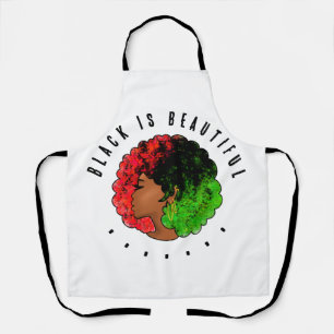 Pan African black girl woman red green pride afro Apron