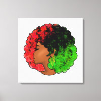 Pan African black girl woman red green pride afro 