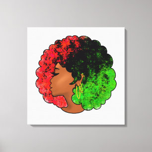 Pan African black girl woman red green pride afro  Canvas Print