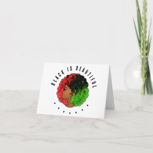 Pan African black girl woman red green pride afro  Card