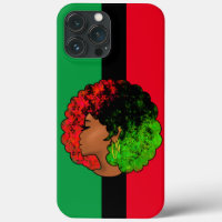 Pan African black girl woman red green pride afro